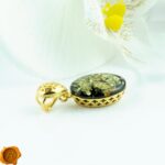 Green Amber Gold Pendant - Image 2