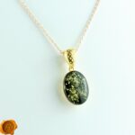 Green Amber Gold Pendant
