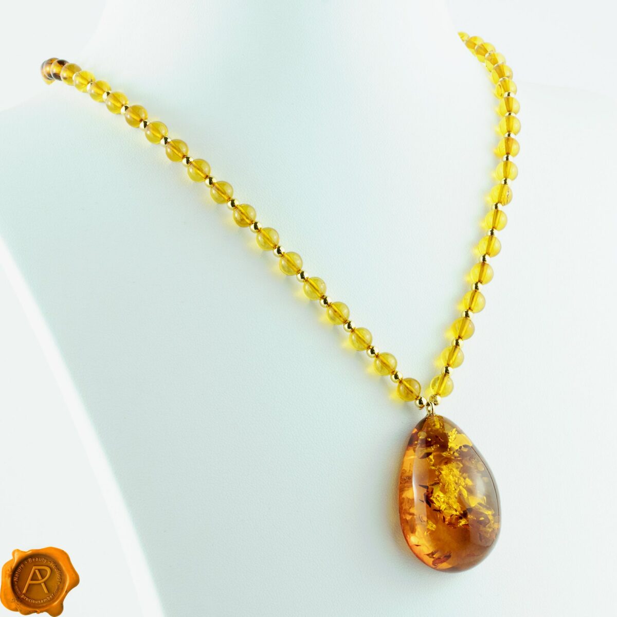 Luxurious Amber Teardrop Necklace - Image 4