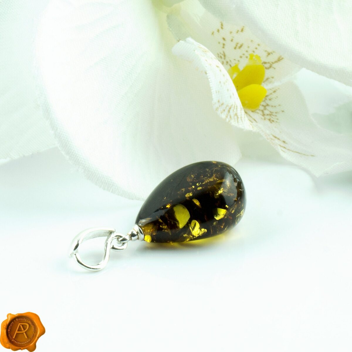 Green Amber Teardrop - Image 1