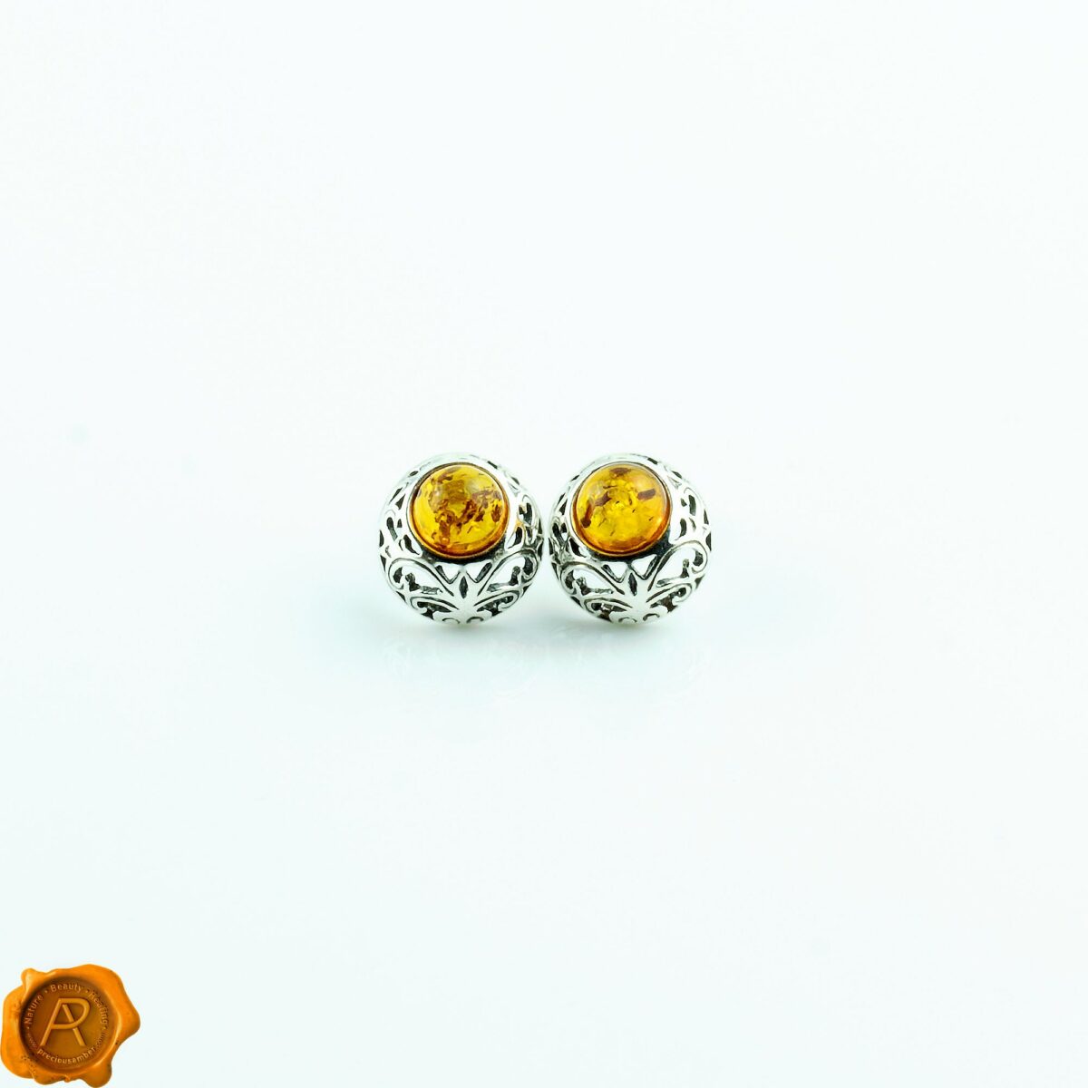 Subtle Cognac Amber Studs - Image 3