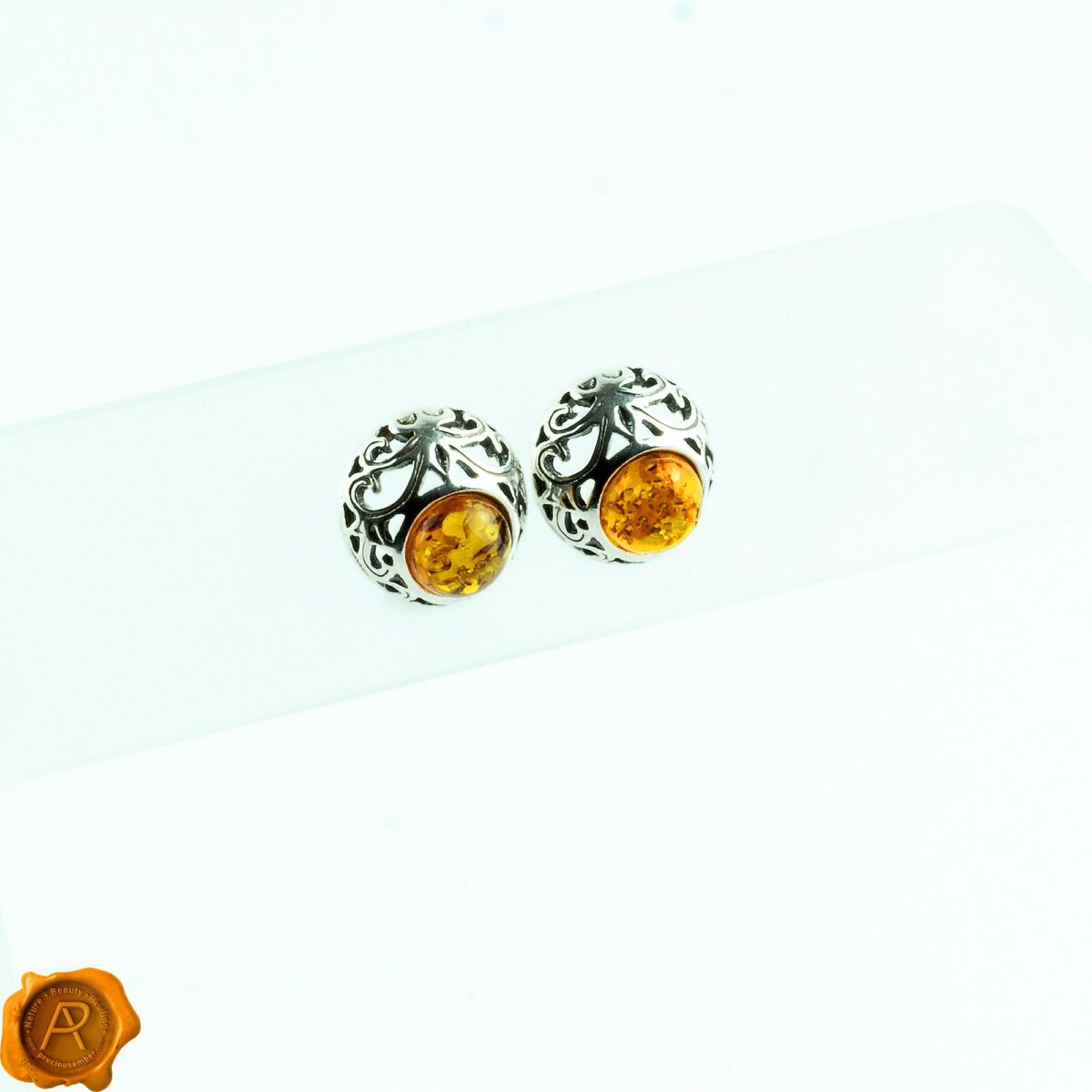 Subtle Cognac Amber Studs - Image 2