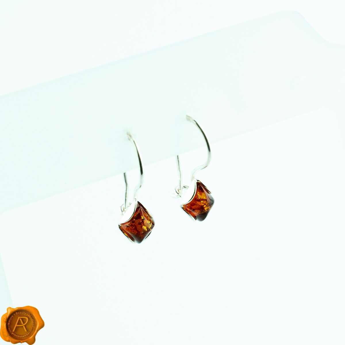Dainty Cognac Amber Earrings - Image 3