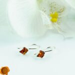 Dainty Cognac Amber Earrings - Image 2