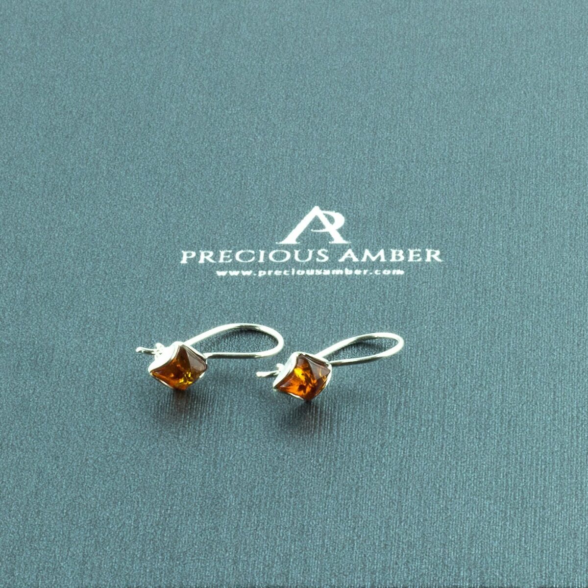 Dainty Cognac Amber Earrings - Image 1