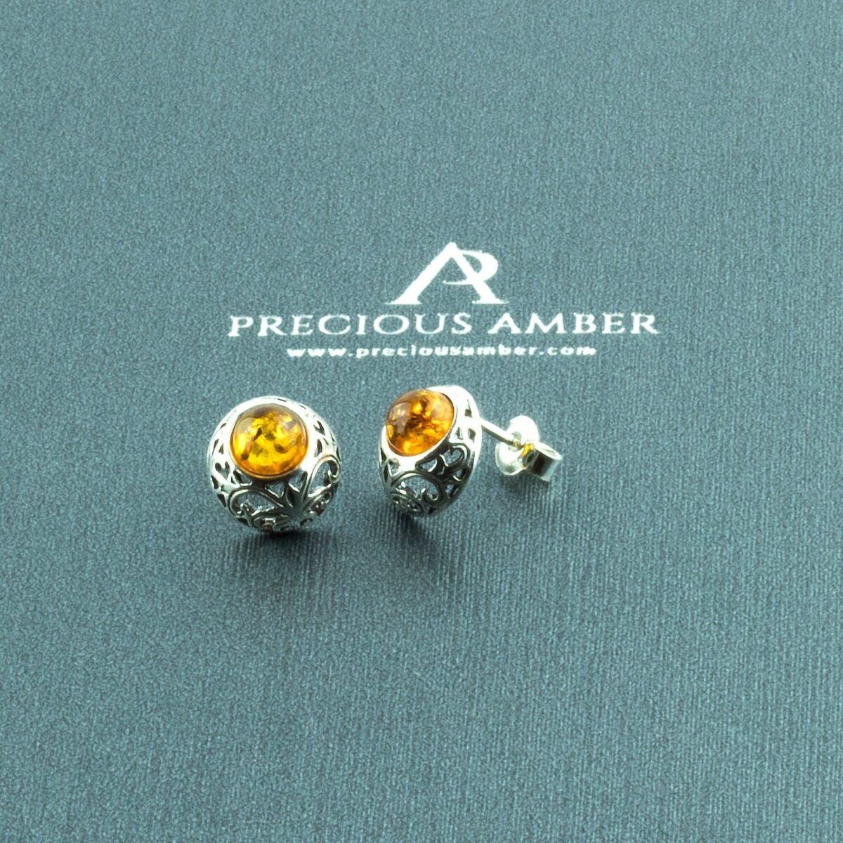 Subtle Cognac Amber Studs - Image 1