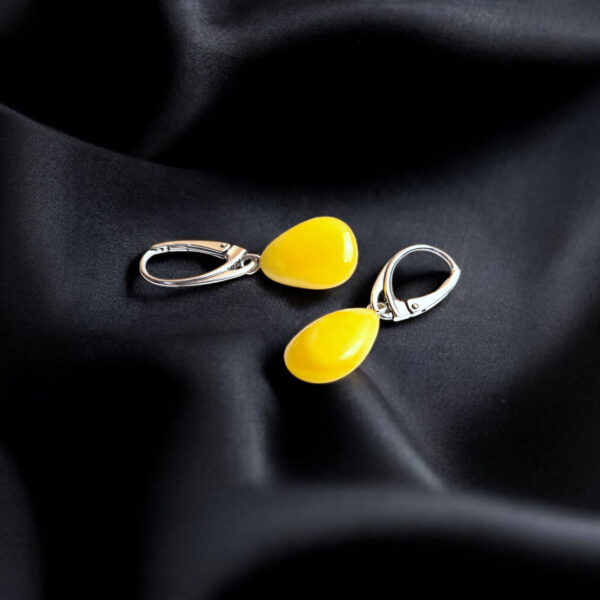 Butterscotch Amber Earrings Tiny Gemstone Teardrop Small Natural Real Yellow Baltic Amber Drop Silver, Everyday Jewelry Earrings Gift Women