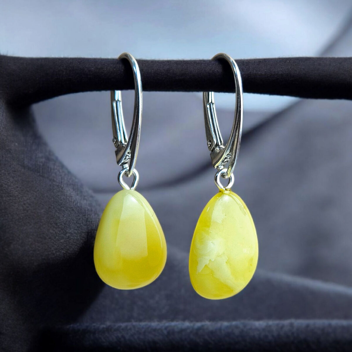 Butterscotch Amber Earrings Tiny Gemstone Teardrop Small Natural Real Yellow Baltic Amber Drop Silver, Everyday Jewelry Earrings Gift Women