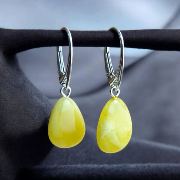 Butterscotch Amber Earrings Tiny Gemstone Teardrop Small Natural Real Yellow Baltic Amber Drop Silver, Everyday Jewelry Earrings Gift Women