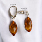Luxurious Natural Baltic Amber Earrings Silver, Faceted Teardrop Small Large Gemstone Honey Drop Classic Real Amber Jewellery Gift Women