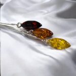 Long Natural Baltic Amber Earrings Silver | Small Dainty Multicolour Drop Teardrop Gemstone Swing Crystal Stone Earrings Women