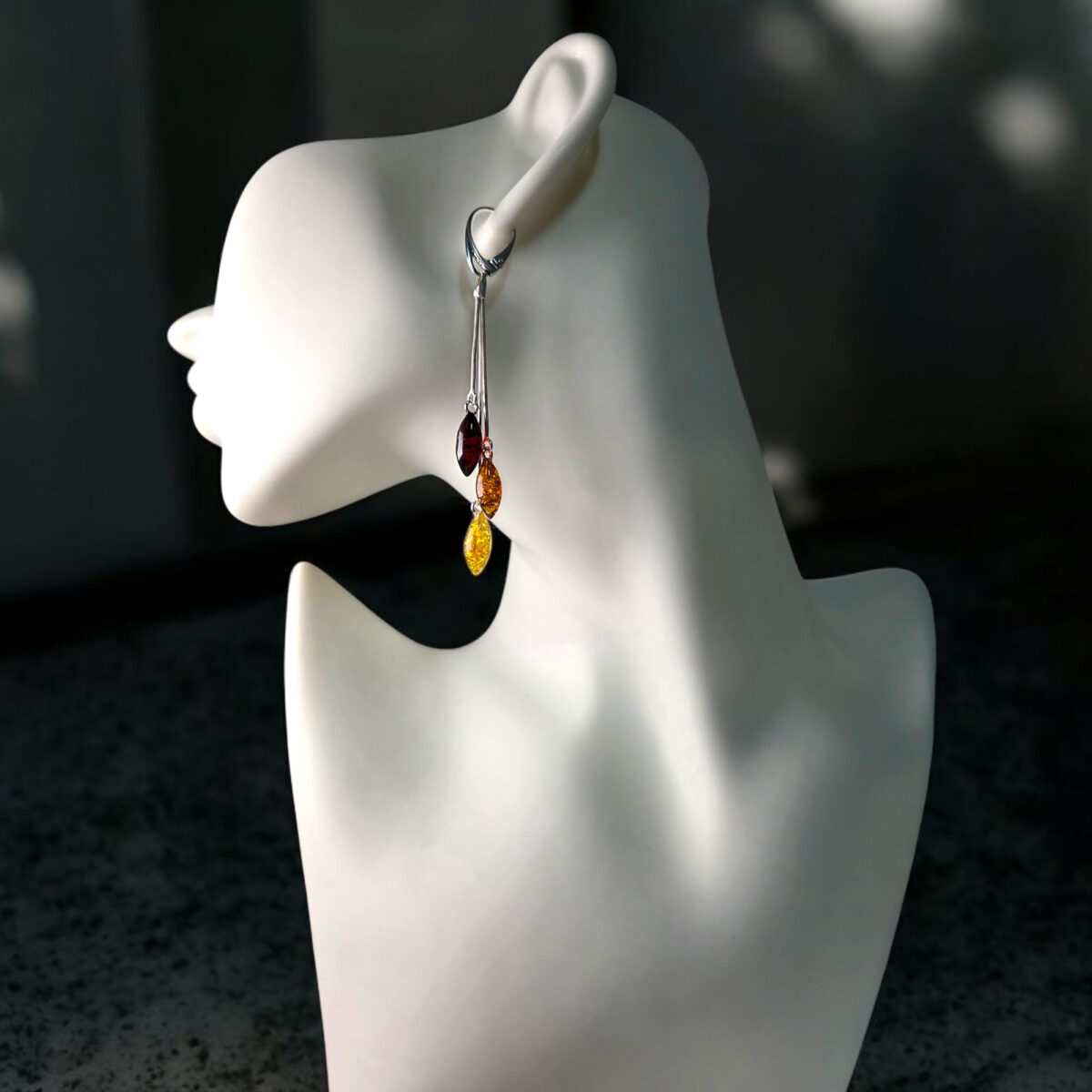 Multicolour Amber Almond Swing Earrings - Image 5