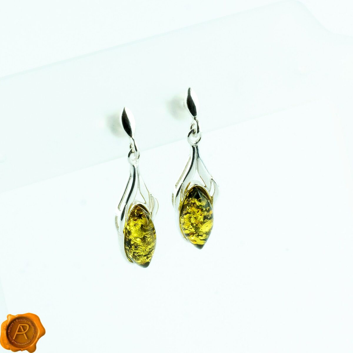 Green Amber Earrings - Image 2