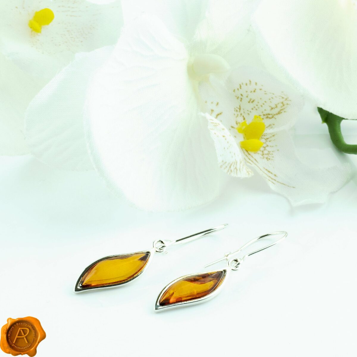Elegant Baltic Amber Long Silver Earrings for Women Classic Amber Silver Earrings - Image 2