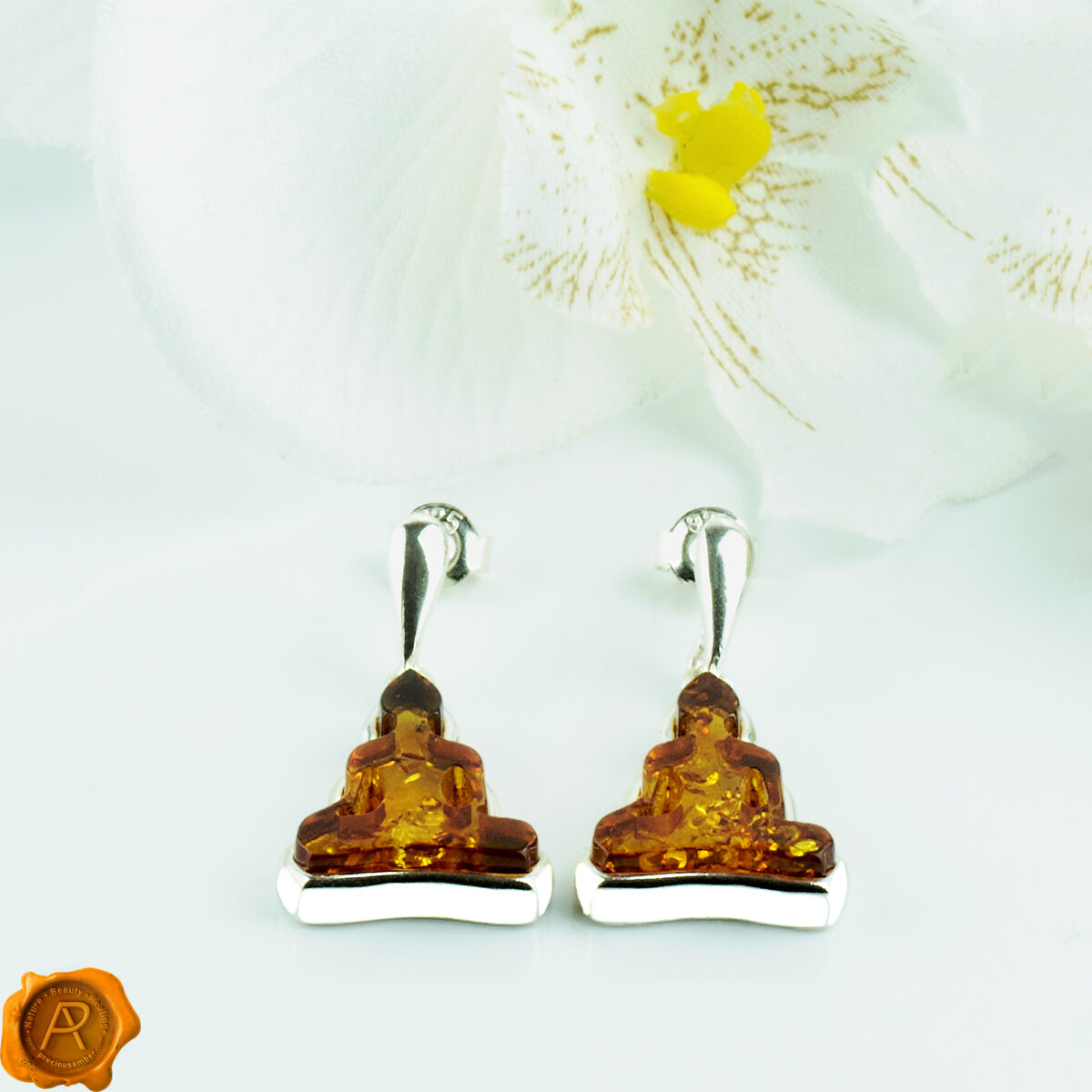 Amber Buddha Earrings - Image 2