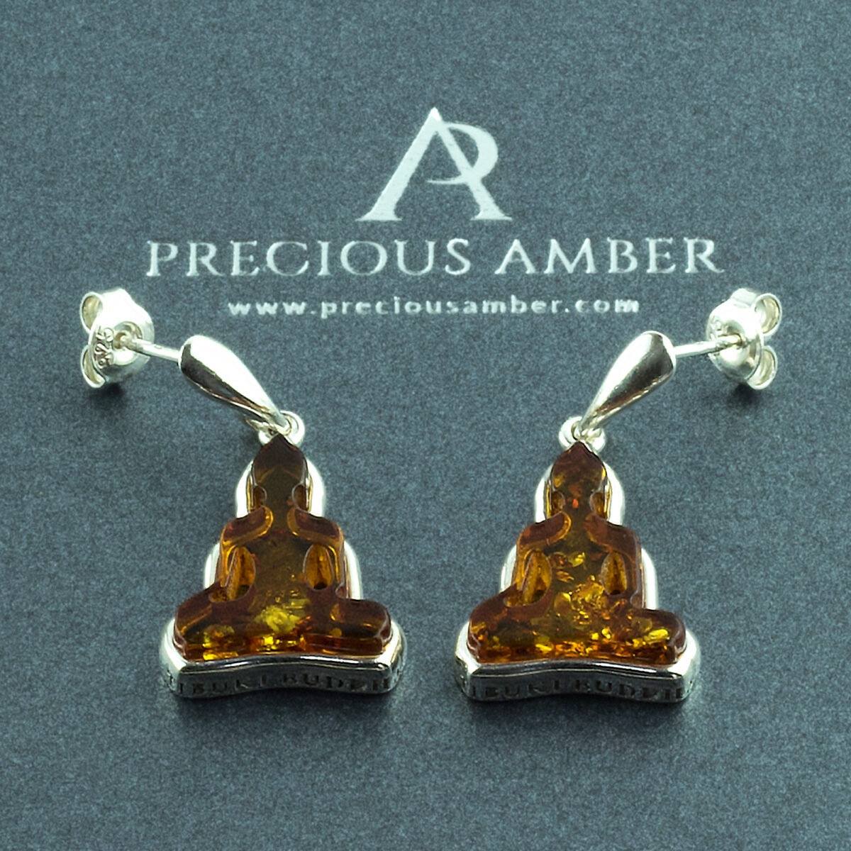 Amber Buddha Earrings - Image 1