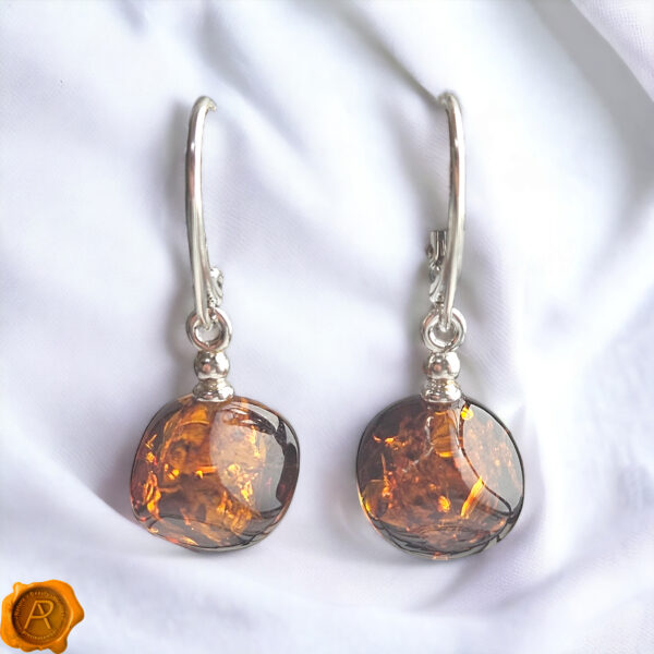 Gemstone Cube Dice Baltic Amber Sterling Silver Small Teardrop Earrings Gift Women, Geometric Drop Short Dangle Natural Amber Jewelry