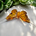 Carved Amber Butterfly Pendant Necklace - Image 4
