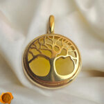 Tree of Life Natural Baltic Amber Gold Gemstone Drop Pendant Necklace Irish Gift, Large Tree Jewelry Teardrop Silver Charm, Tree Lover Art
