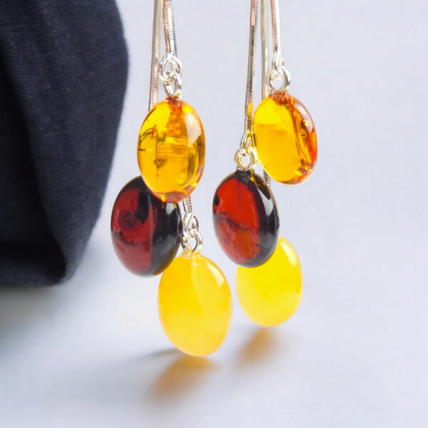 Swing Earrings Silver Drop Multicolor Baltic Amber Dainty Gemstone Large Long Small Crystal Dangle Natural Amber Earrings Gift Women