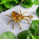 UNISEX Large Gold Silver Spider Baltic Amber Gemstone Pendant Necklace Spiders Gift Amber Spider Lover Arachnophile Jewelry Men Women