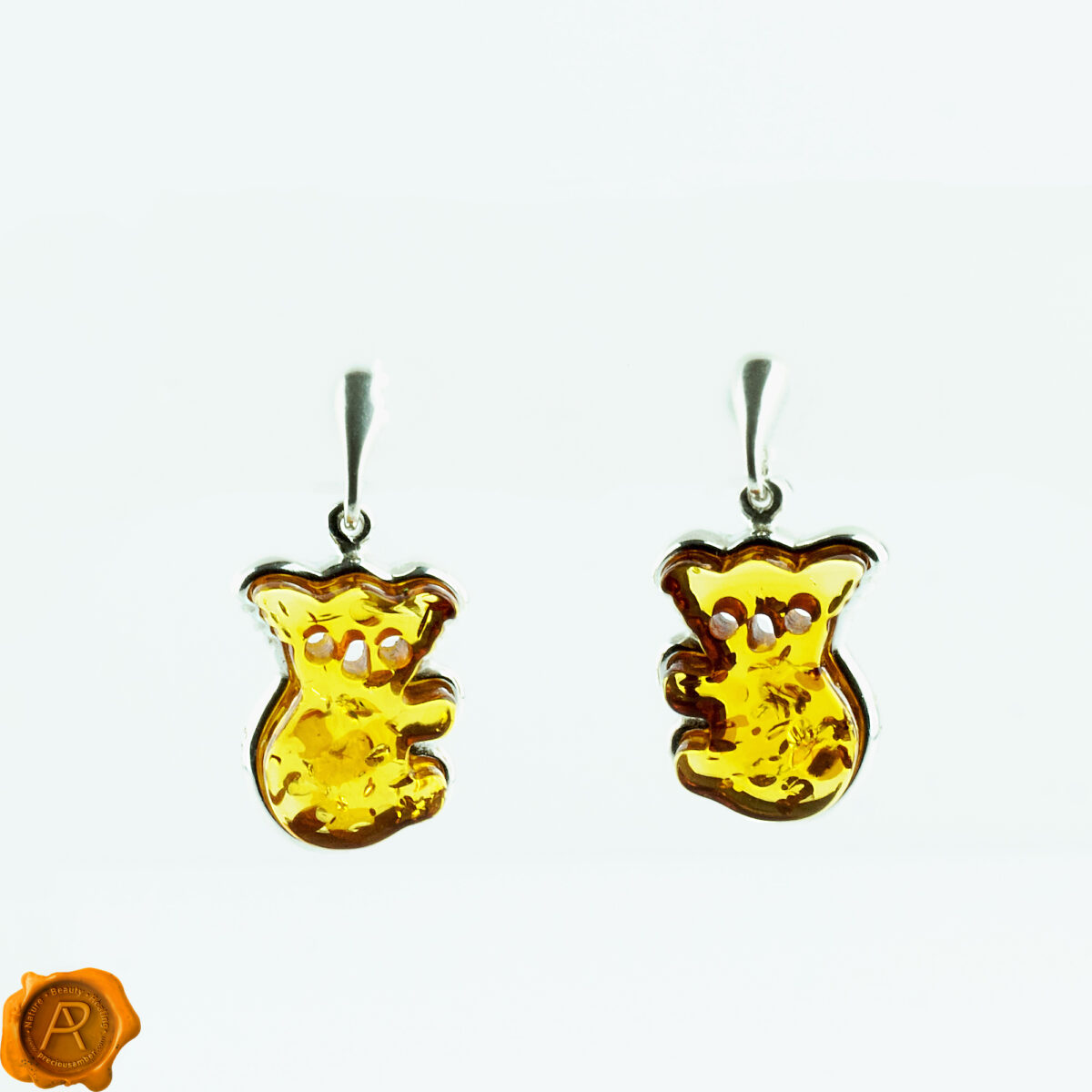 large-cognac-small-baltic-amber-koala-charms-jewellery-cognac-tibuki-gemstone-pendant-silver-earrings-for-girls-women Amber Koala Earrings - Image 2