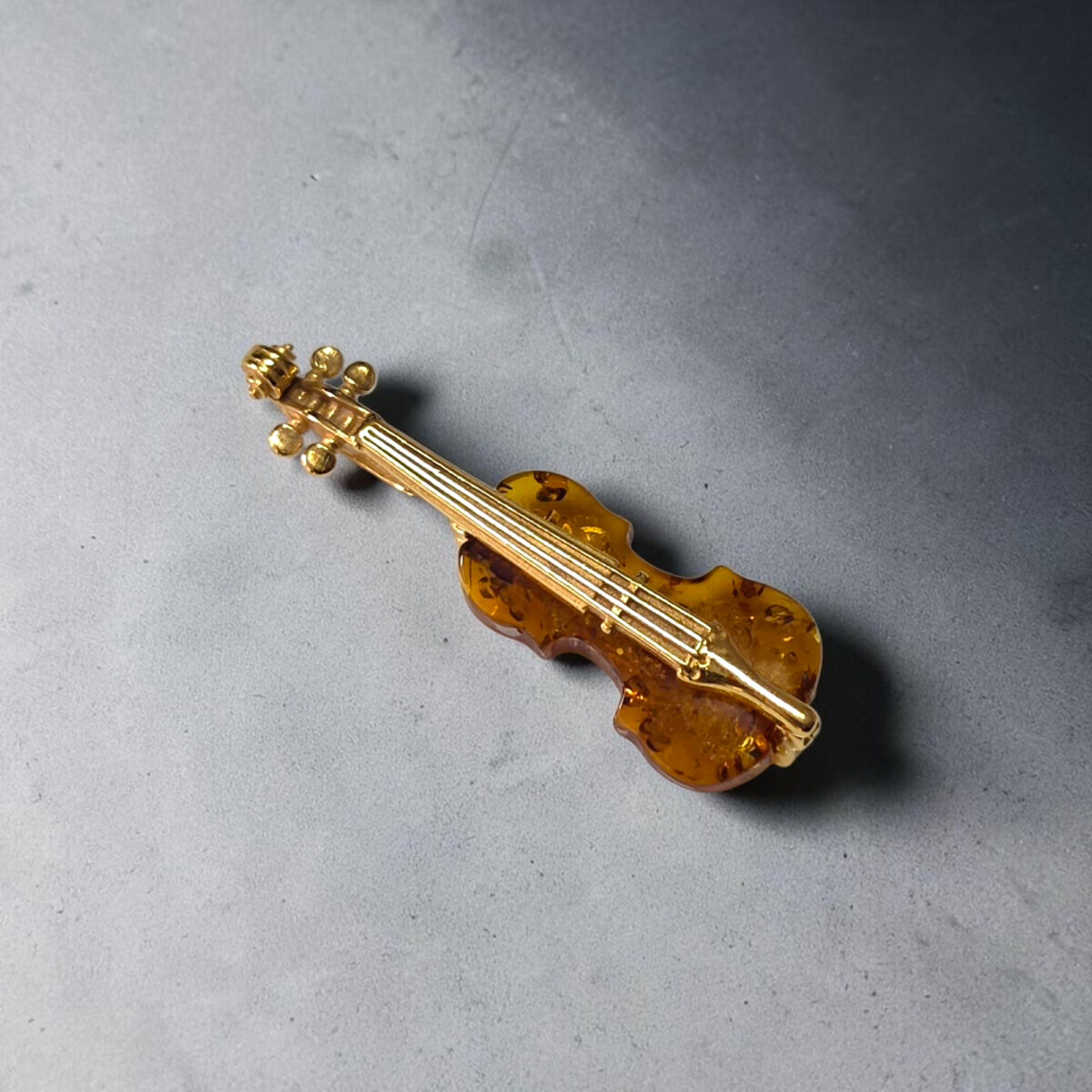 Baltic Amber Violin Pendant Gold Necklace, Musician Gift, Violin Player Jewellery, Music Teacher Gifts