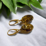 Natural Green Baltic Amber Gold Silver Earrings Drop, Small Large Gemstone Olive Teardrop Green Stone Earthy Jewellery