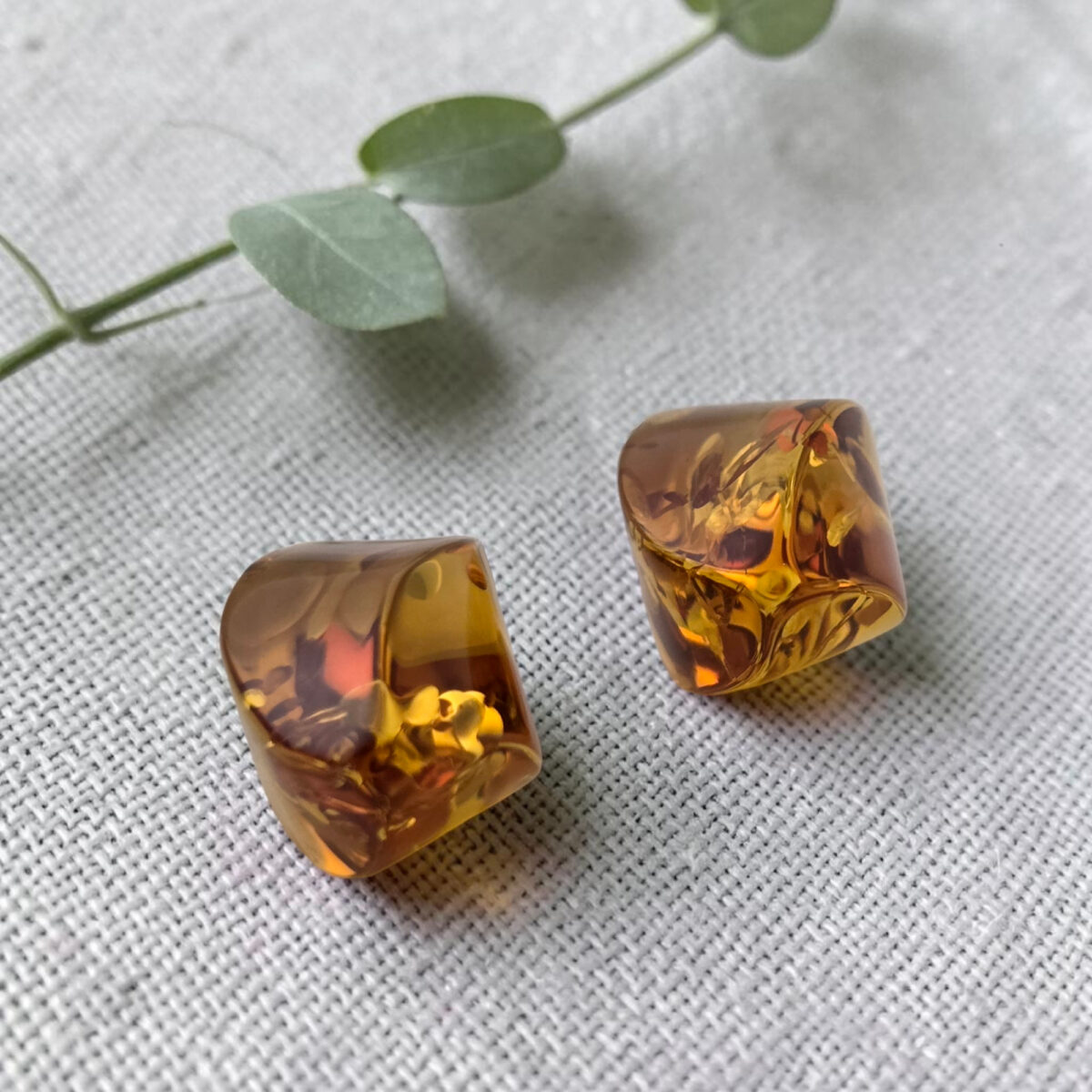 Natural Honey Baltic Amber Silver Drop Earrings Women, Large Teardrop Short Drop Dangle Gemstone Jewellery
