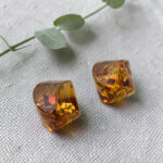 Natural Honey Baltic Amber Silver Drop Earrings Women, Large Teardrop Short Drop Dangle Gemstone Jewellery