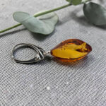Amber Silver Teardrop Earrings "Wave" - Image 3