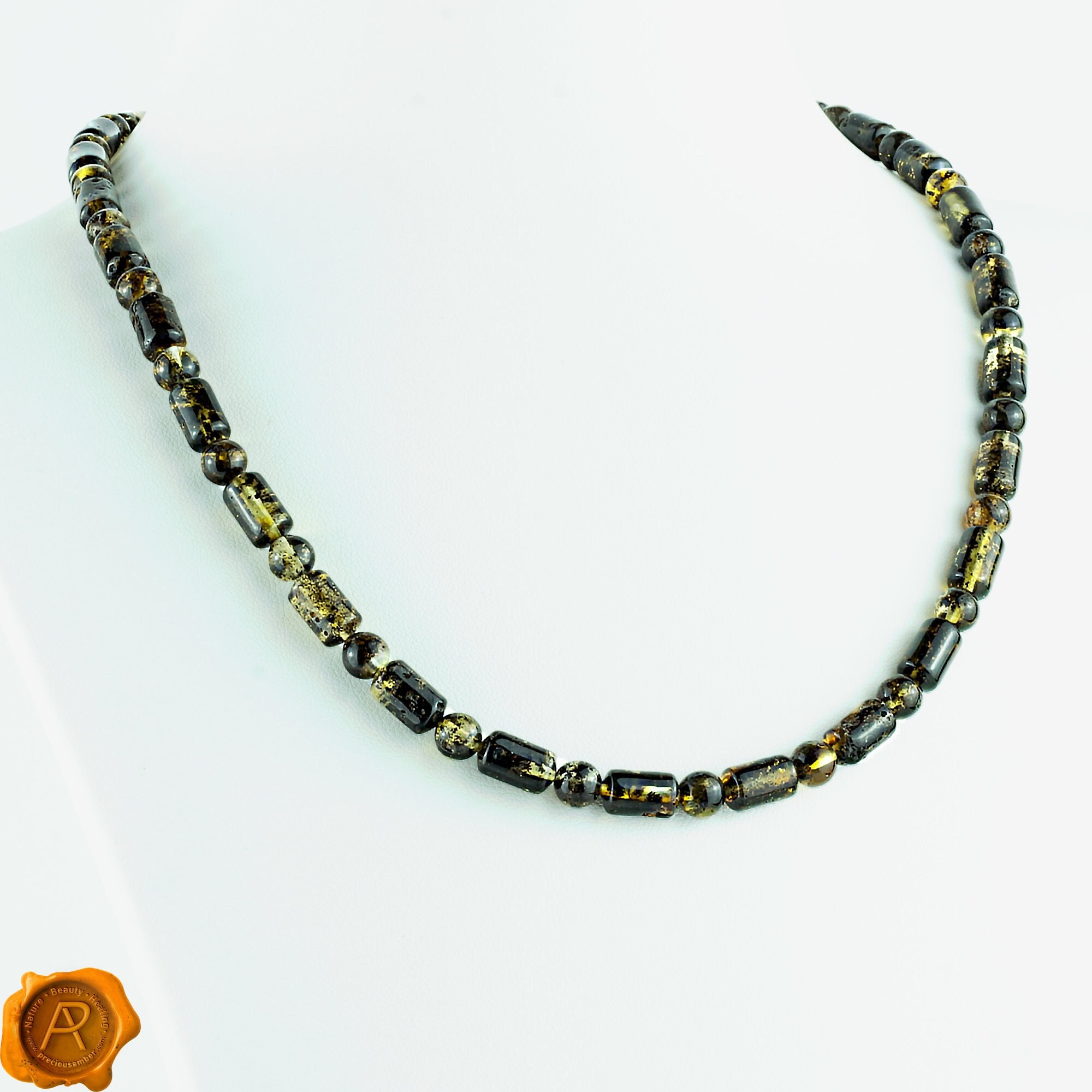Large Bean-Shaped Green Amber with Fluorite Necklace – The Beaded Bub