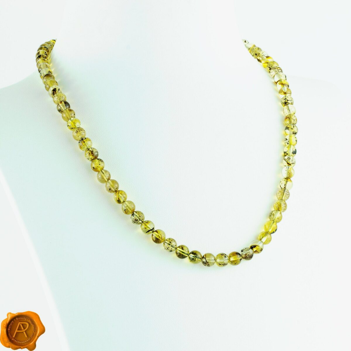 Green Amber Earthy Necklace - Image 1