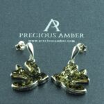 Green Amber Swallow Earrings