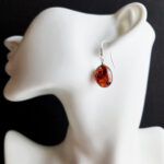 Natural Baltic Amber Olive Drop Earrings, Large Small Sterling Silver Lever Back or Earwire, Genuine Honey Amber November Birthstone Gift