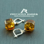 Faceted Amber Cube Earrings