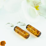 Geometric Honey Amber Earrings - Image 2