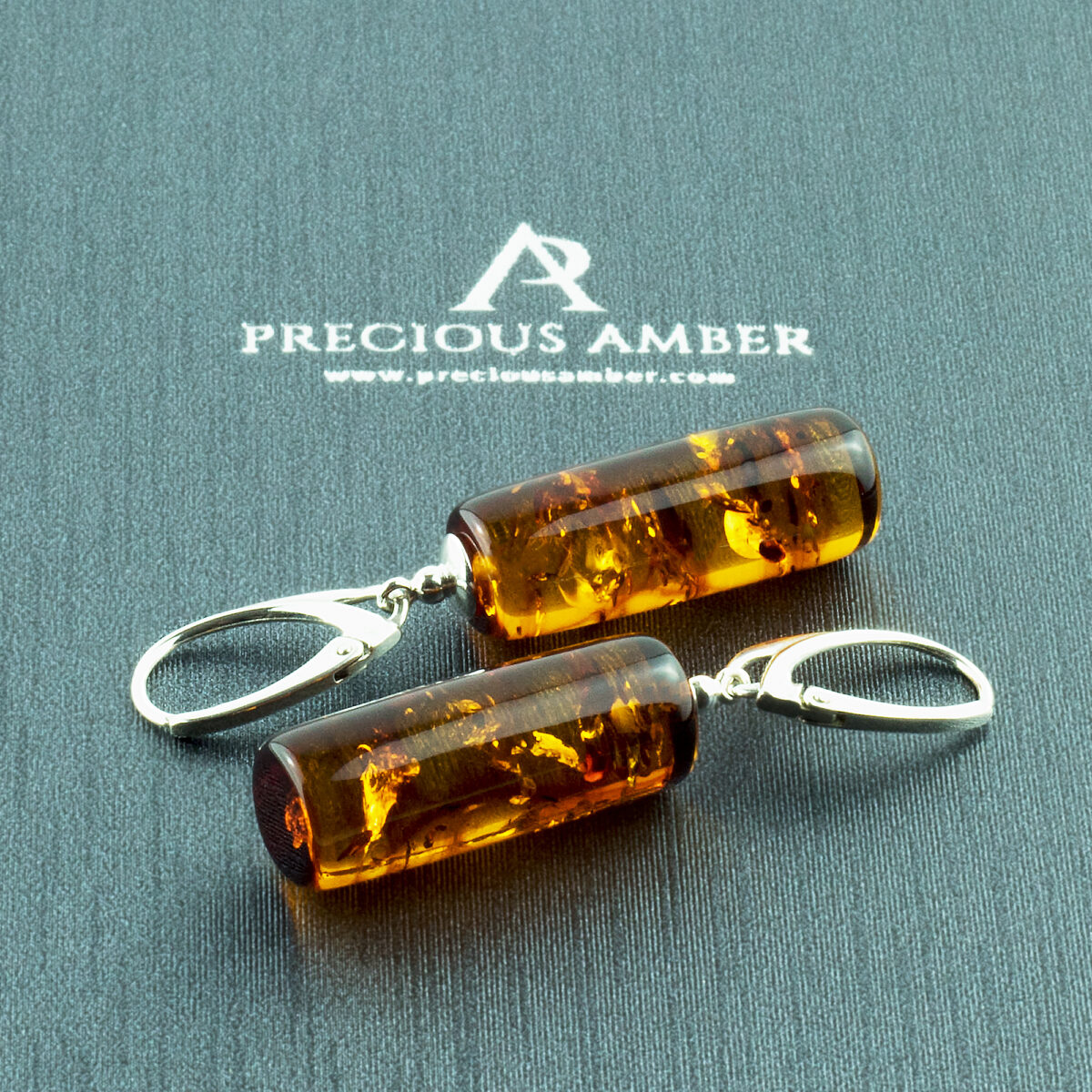 Geometric Honey Amber Earrings - Image 1