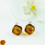 Faceted Amber Cube Earrings - Image 4