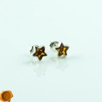 Silver Star Amber Studs