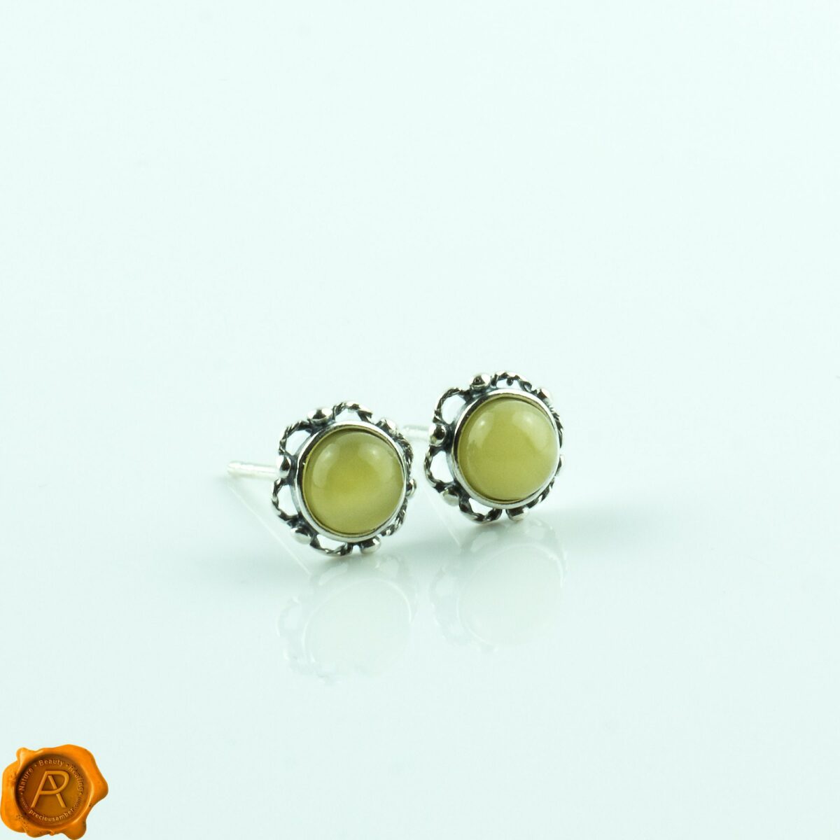 Butterscotch Amber Stud Earrings - Image 2