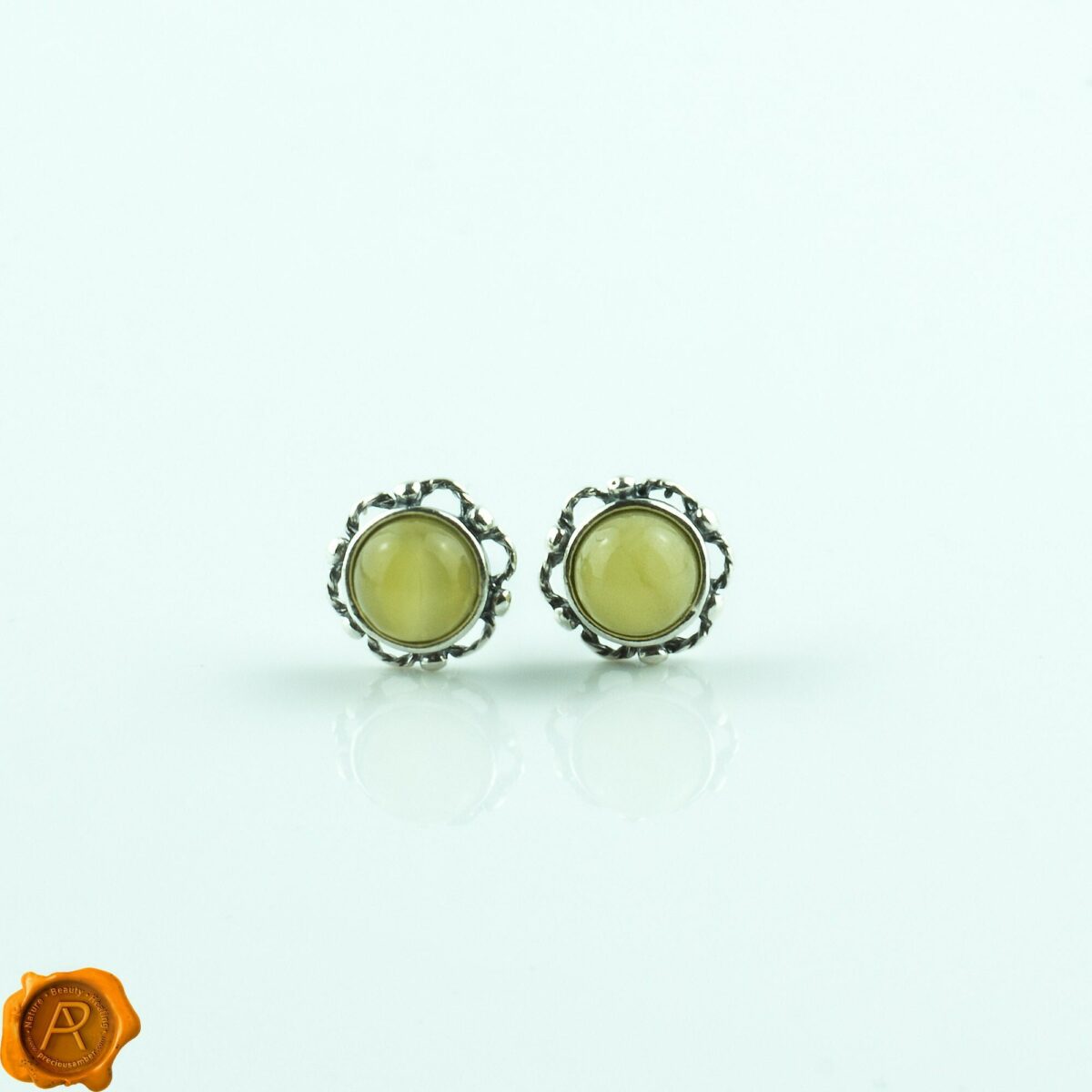 Butterscotch Amber Stud Earrings - Image 1