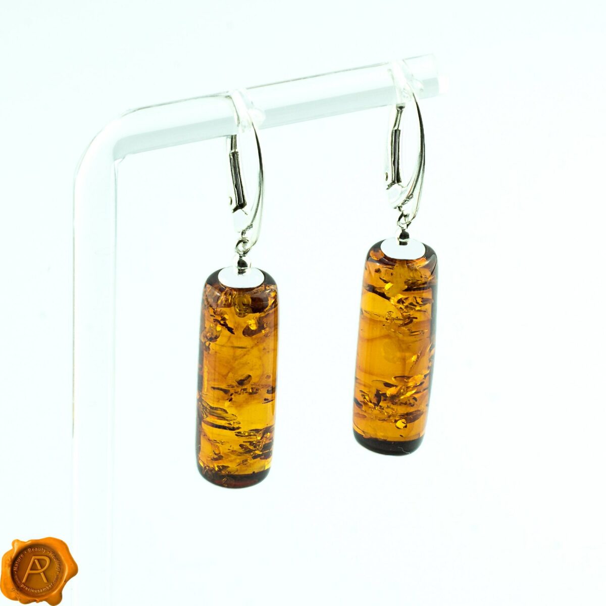 Geometric Honey Amber Earrings - Image 3