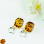 Faceted Amber Cube Earrings - Image 2