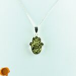 Hamsa Hand Green Amber Pendant