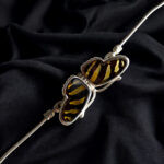 Silver Butterfly Baltic Amber Tie Bracelet Adjustable, Gemstone Butterfly Lover Gift Jewelry, Dainty Small Bracelets Women