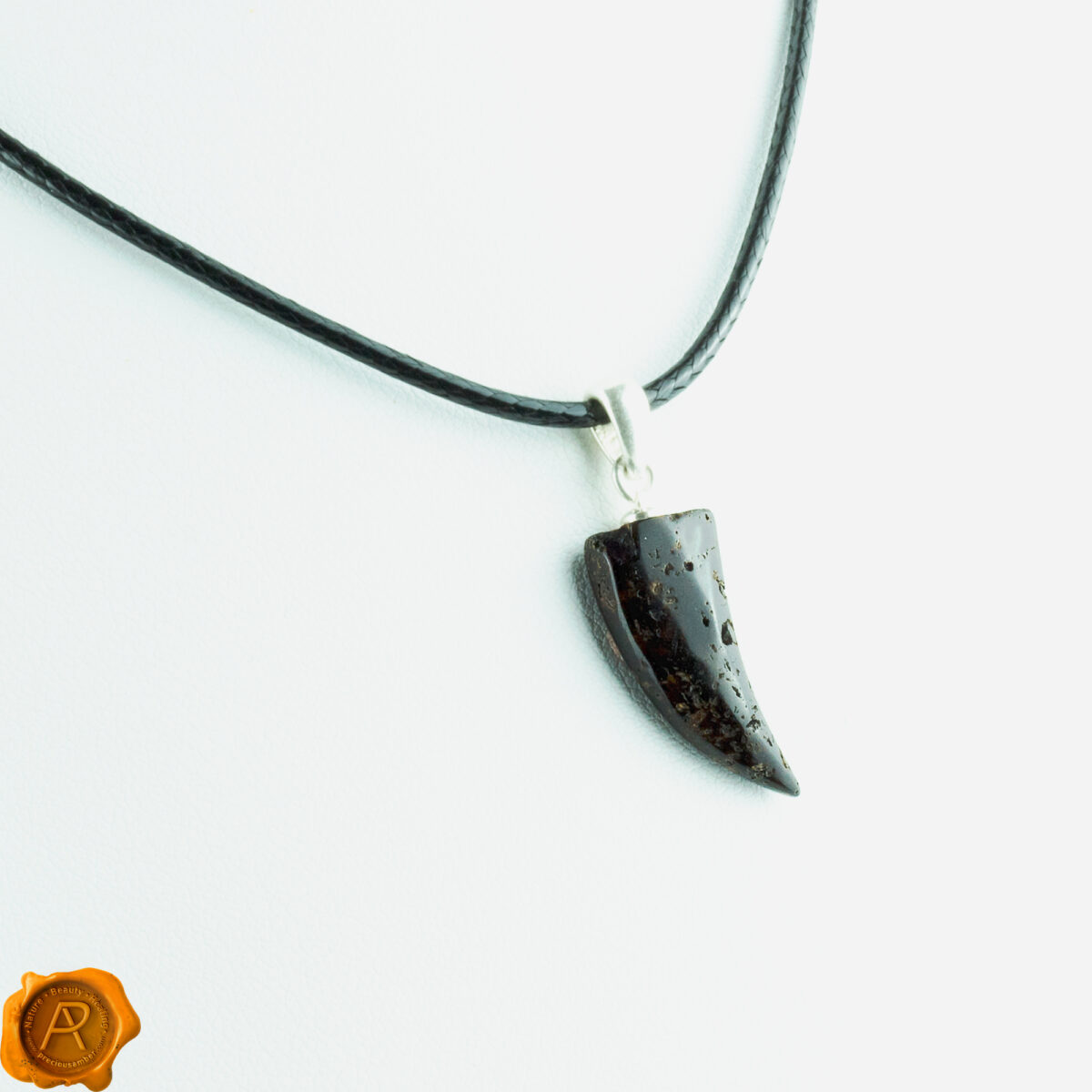 Tiger Tooth Black Amber Pendant - Image 3