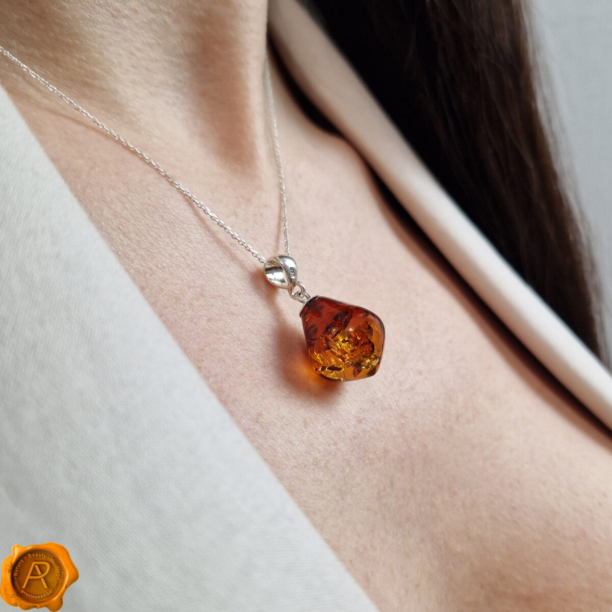 Gradient Amber Silver Teardrop - Image 2