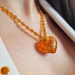 Amber Gold Heart Necklace - Image 2