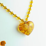 Amber Gold Heart Necklace